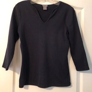 Ann Taylor Navy 3/4 Length Sleeve Top  Size Medium